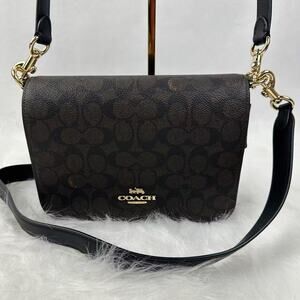 COACH Quinn Bag In Signature Canvas Shoulder/Crossbody Walnut/Black CZ770 NWT